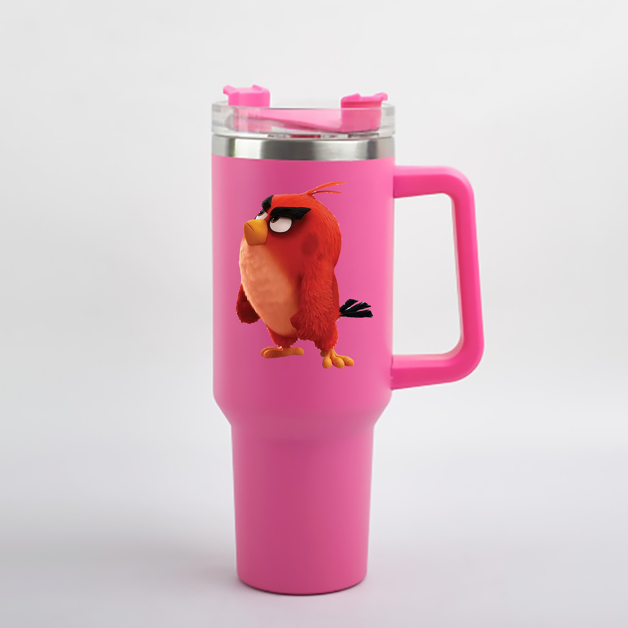 （画像用） Angry Birds アングリーバード 1200mL車用タンブラー - クリスタルステッカー（プラスチックストロー付き）